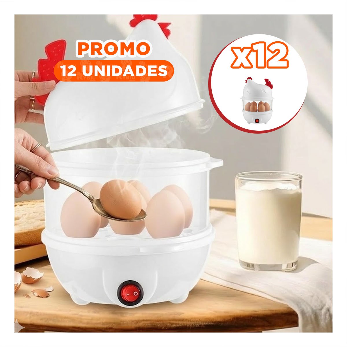 Pack12 Calentador de Huevos Blanco con 2 Niveles para Cocina Practica en Casa YPapel Regalo