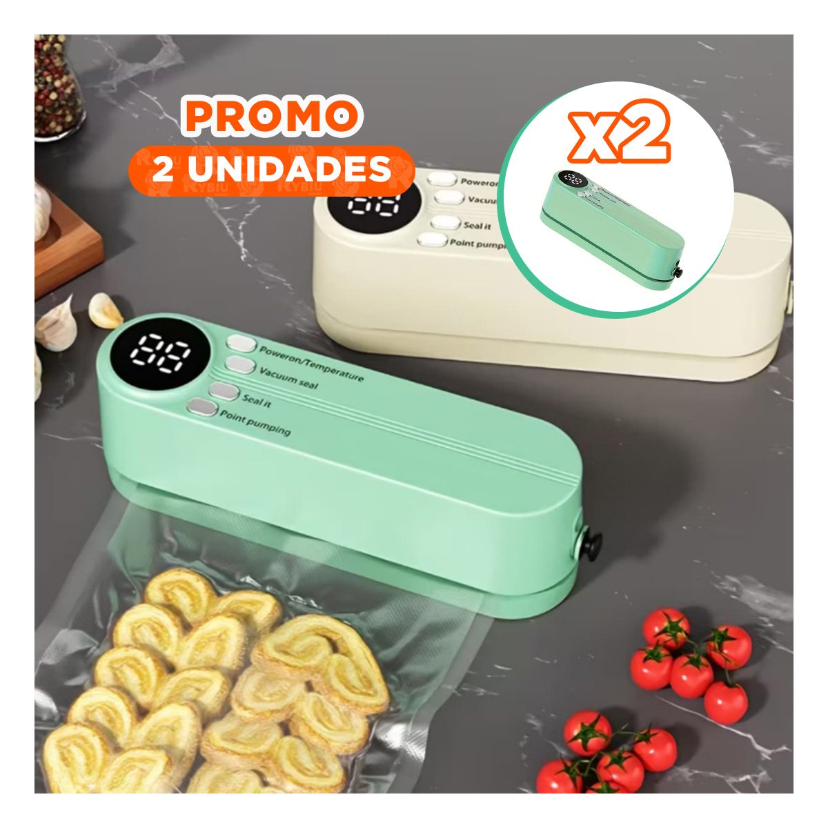 Pack2 Sistema Seguro de  al Vacio Verde para Guardar Alimentos YPapel Regalo
