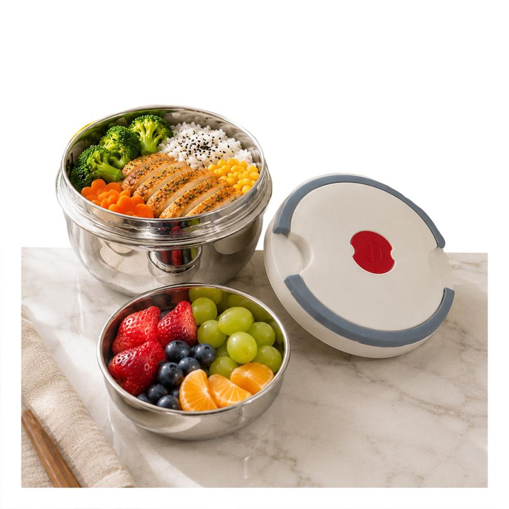 Envase Conservador de Temperatura 1200ml Circular Color Blanco para Comidas YRegalo Sticker