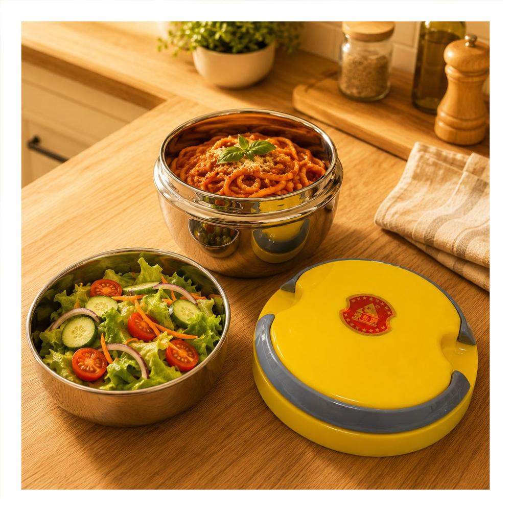 Taper Termico 1200ml Color Amarillo para Conservacion de Comidas con Diseno Circular