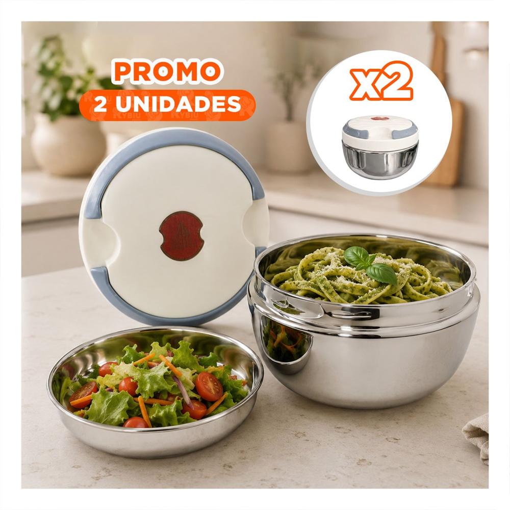 Pack2 Recipiente Termico de Uso Diario 1200ml Color Blanco para Alimentos