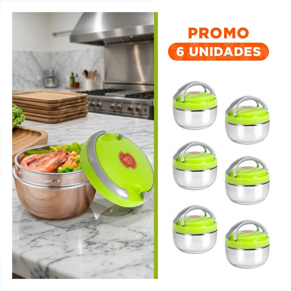 Pack6 Envase Isotermico de Uso Cotidiano Circular 1200ml para Comidas YRegalo Sticker