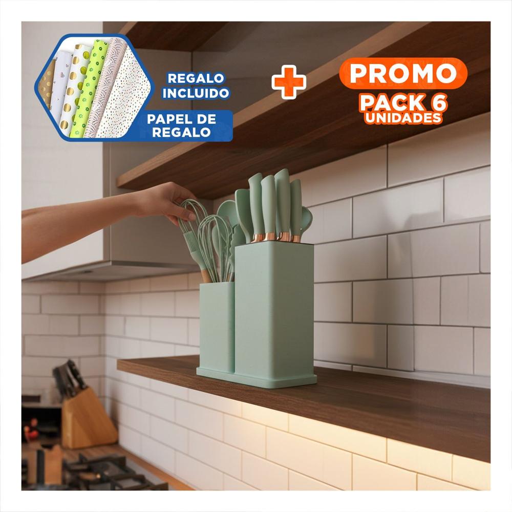 Pack6 Pack Verde Integra 18 Piezas en Cocina Moderna Inoxidable