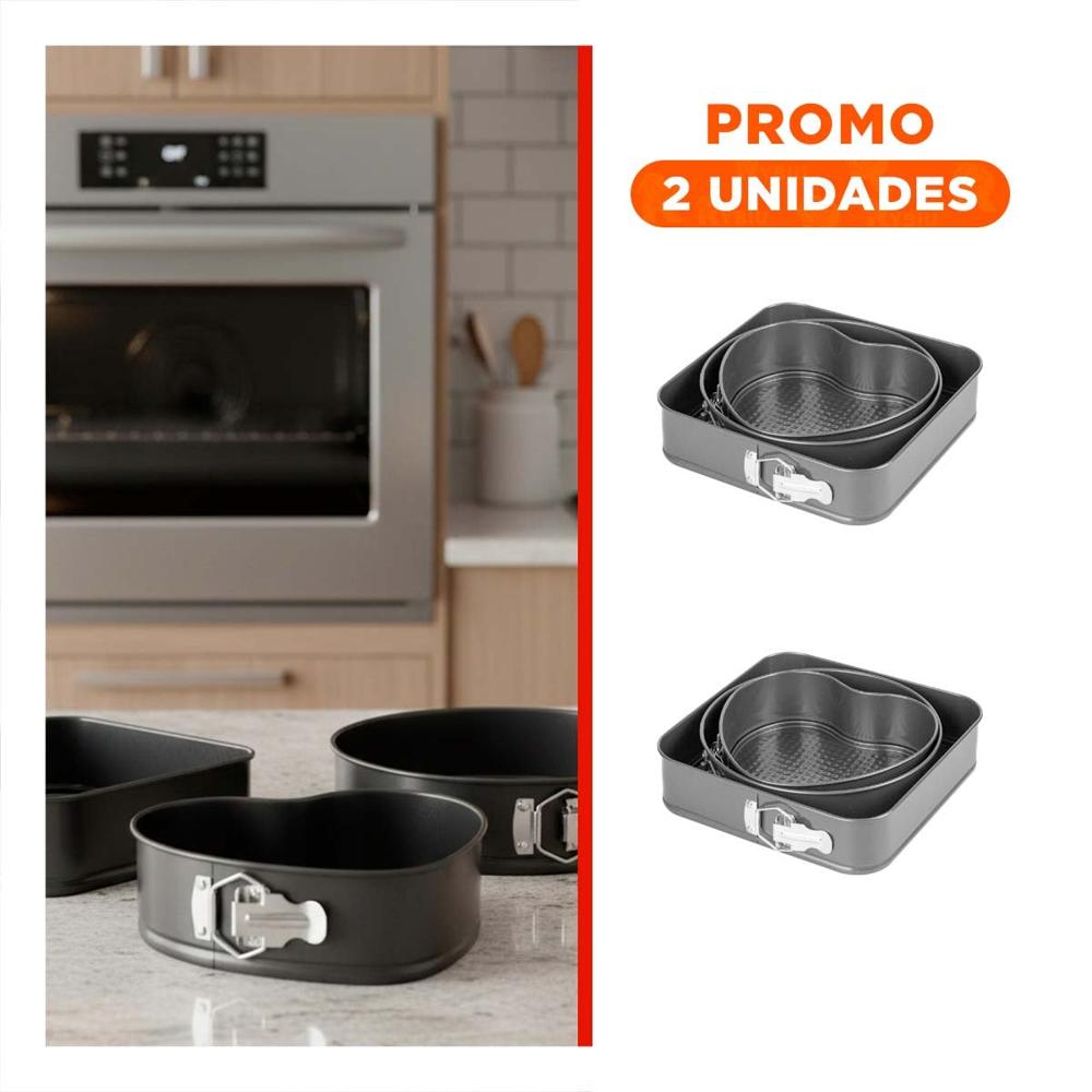 Pack2 Set para Reposteria en Color Plateado con 3 Formas y Medidas Amplias Y Regalo Sticker