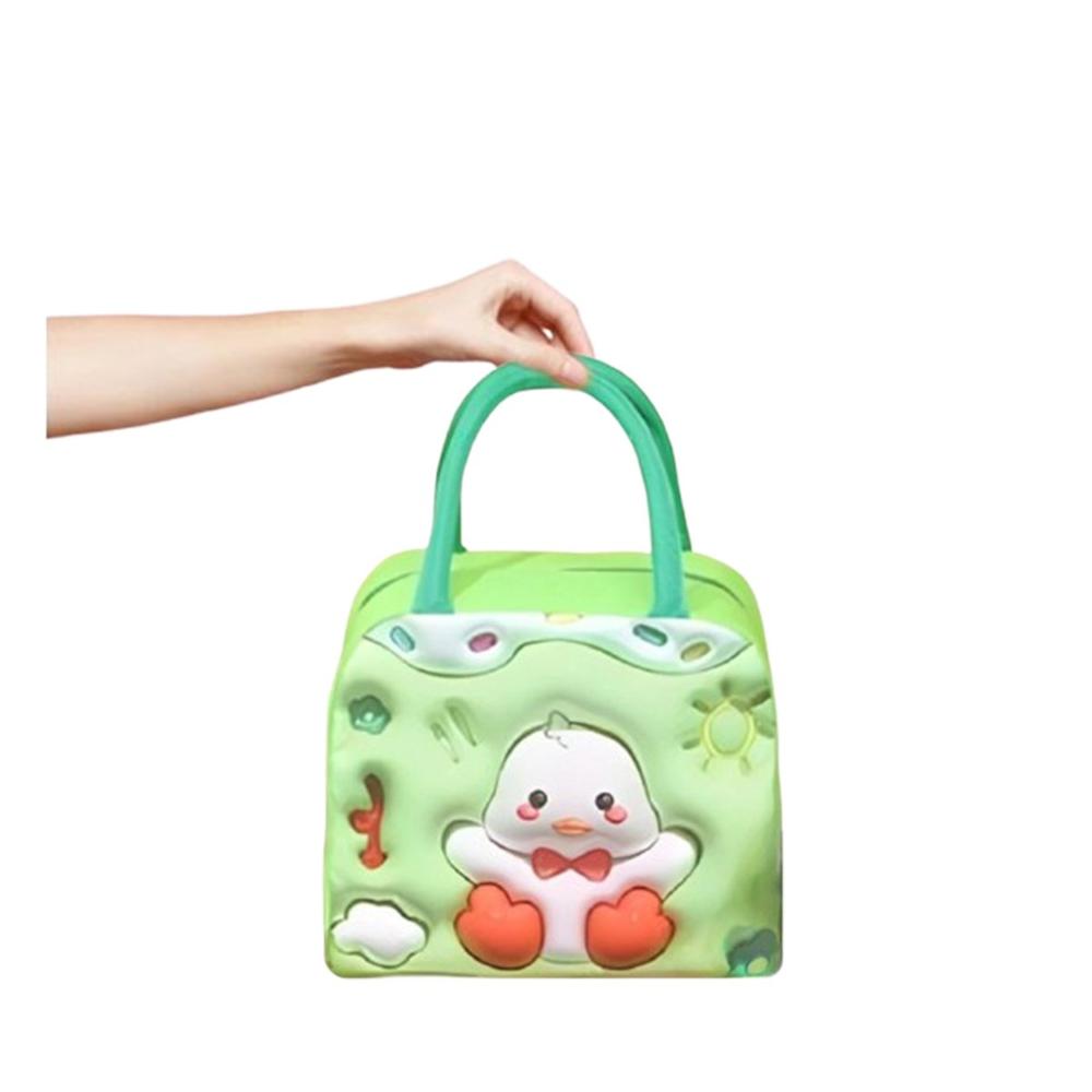 Bolsa Termica Portatil Kawaii para Almuerzo Diario Verde Y Regalo Sticker