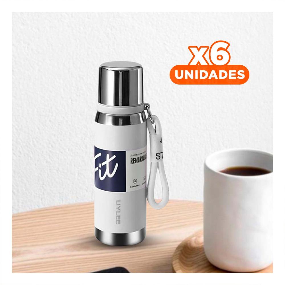 Pack6 Frasco Blanco 800ml para Uso Diario en Oficina Hogar y Picnic YPapel Regalo
