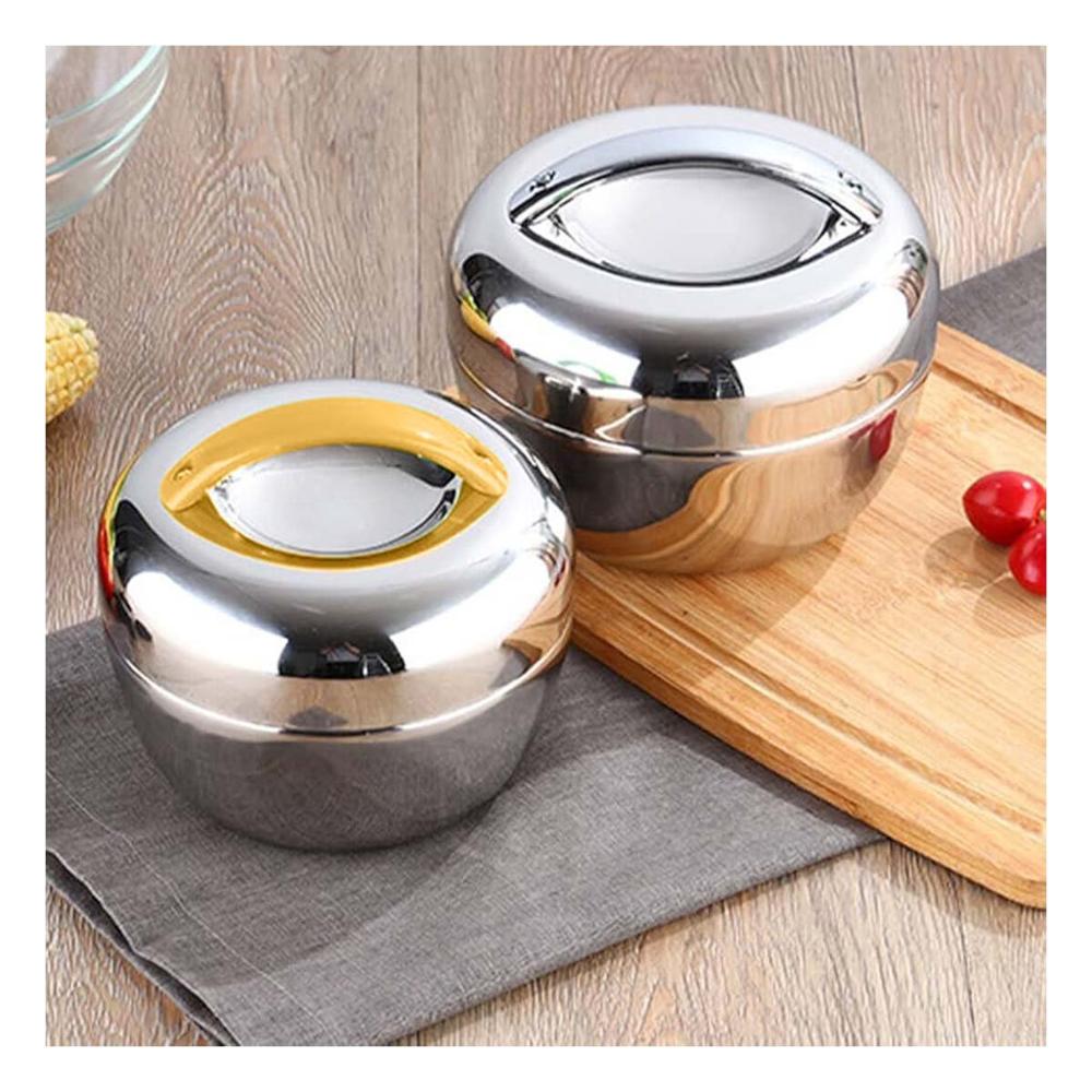 Contenedor Termo Amarillo y Plomo 1L Circular Perfecto para Transportar Comidas al Trabajo