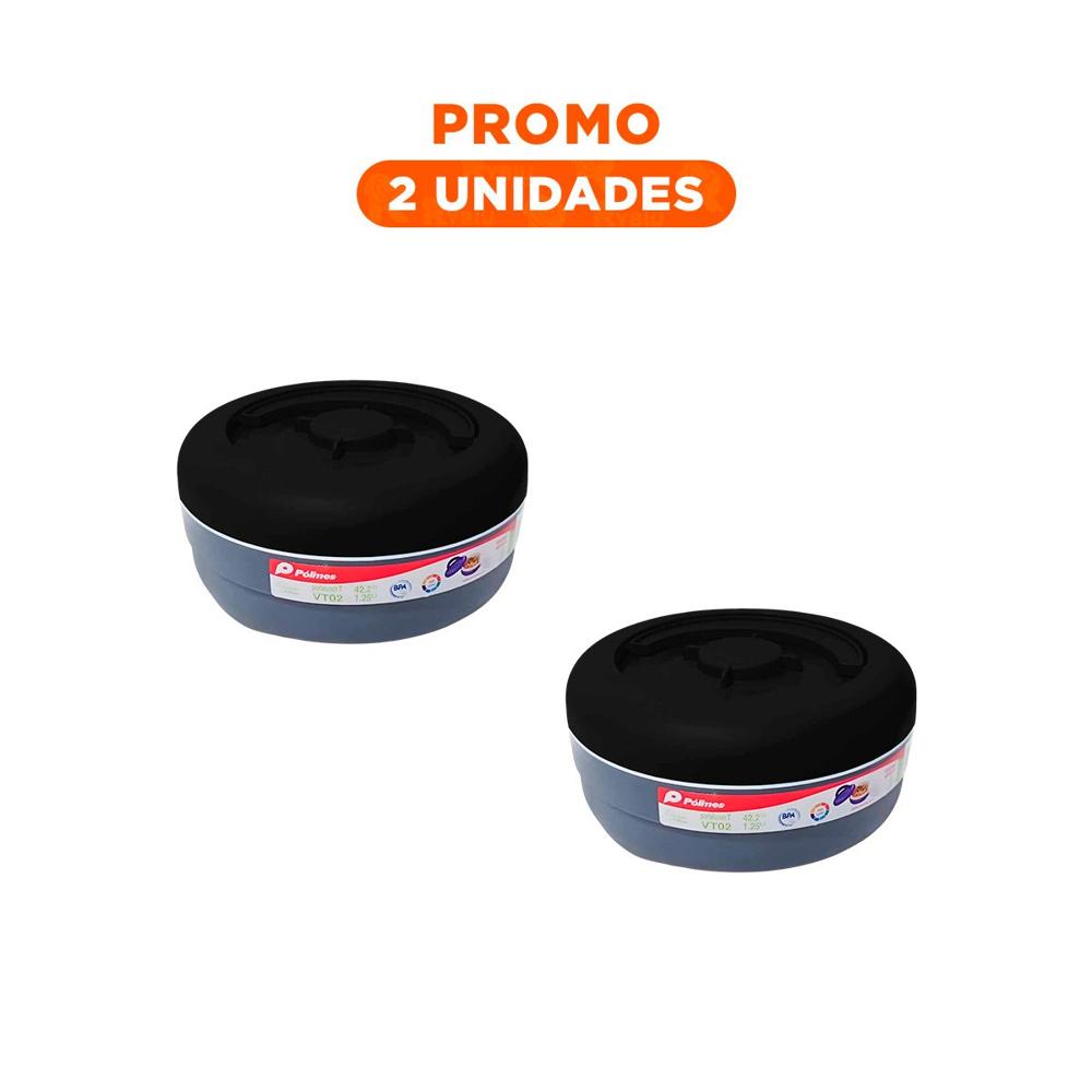 Pack2 envase Circular Negro y Plomo 1.25L para Actividades Cotidianas YRegalo Sticker
