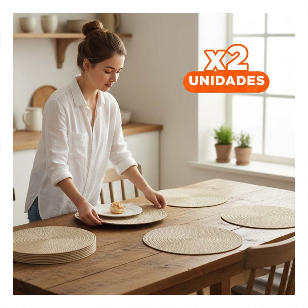 Pack2 Mantel Circular para Mesa Familiar en Mini Ojitas Dorado Y Papel Regalo