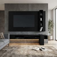 Centro de Entretenimiento 65  Gravatai Mesa de TV y Panel Movenda Negro