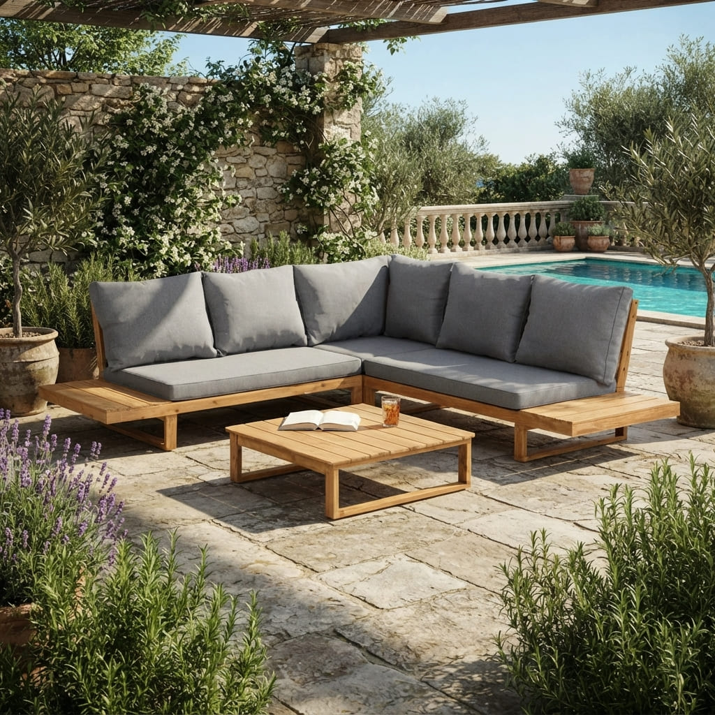 Set de Terraza de Madera en L para 5 Personas Buho Movenda