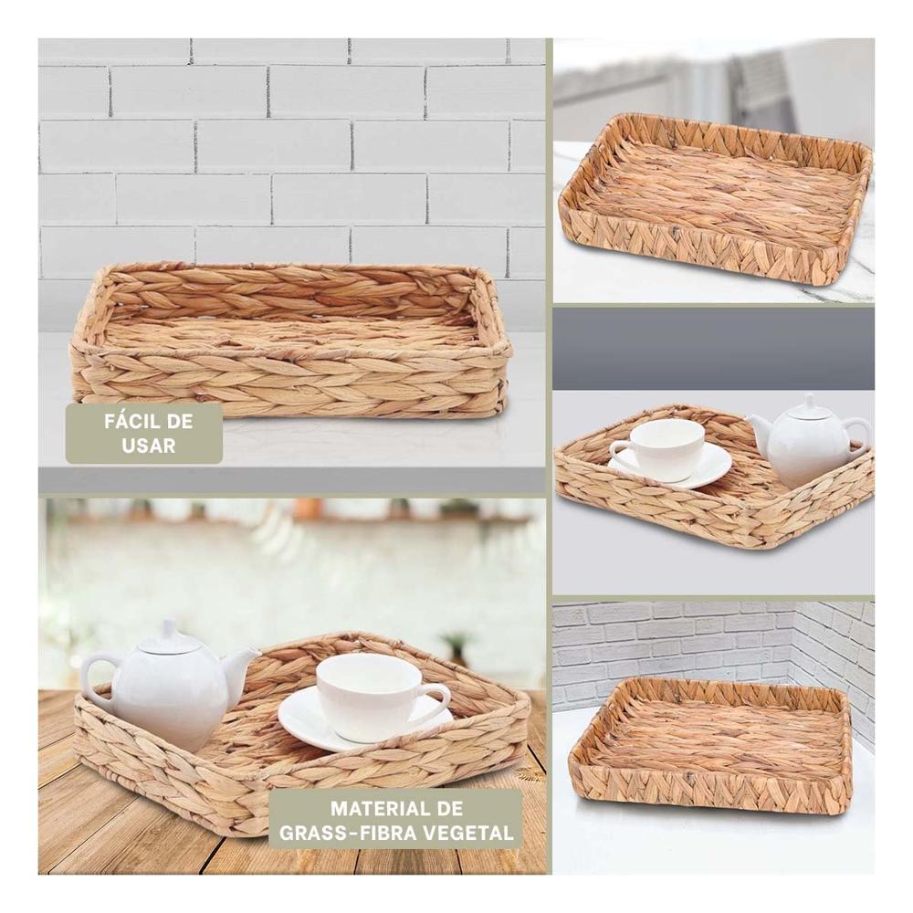 Caja tejida rectangular Grass 31x23x4cm para ordenar ropa y accesorios en casa Y Ligas Regalo