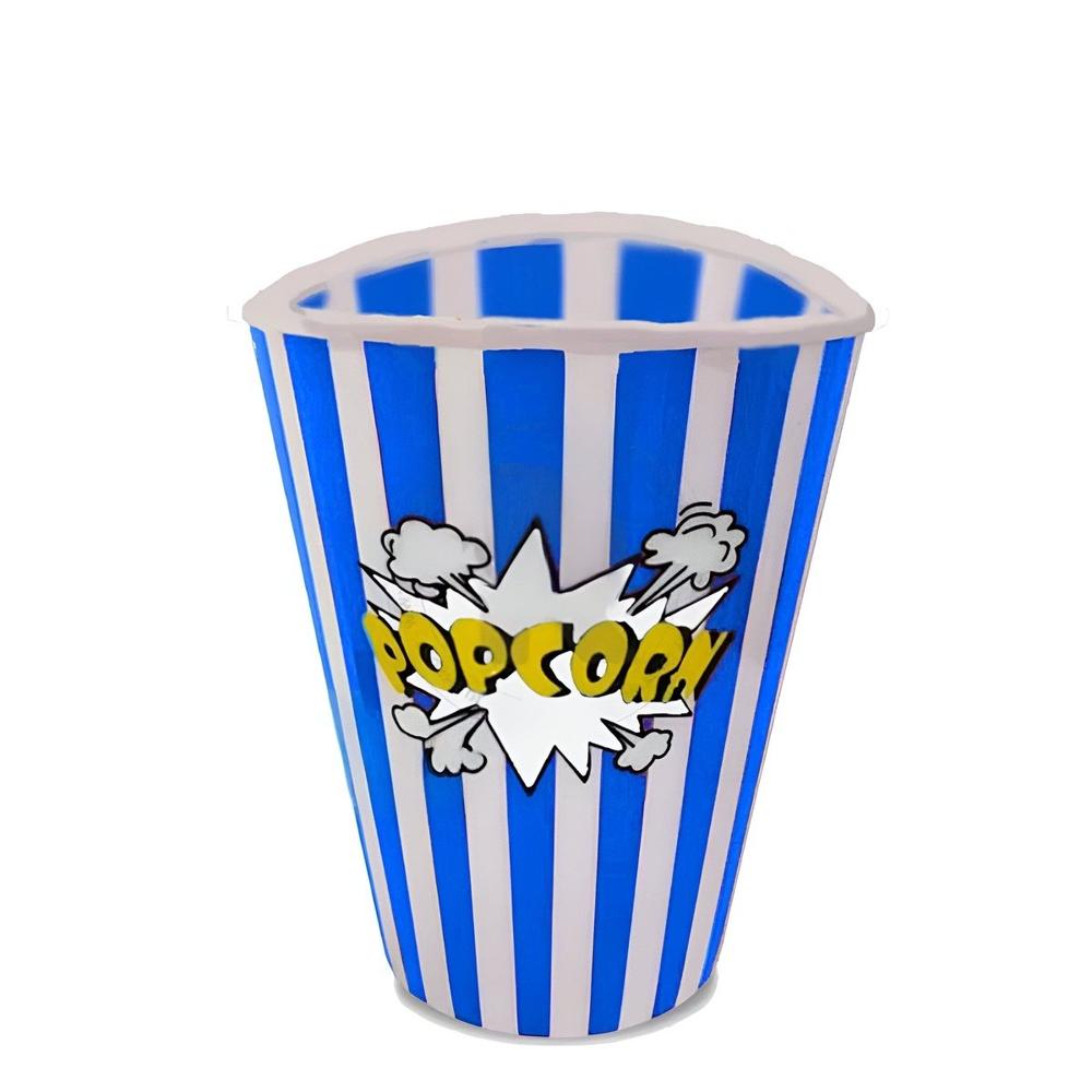 Cubeta Vaso Popcorn Color Azul de Material Fuerte en su Hogar Real Y Regalo Sticker