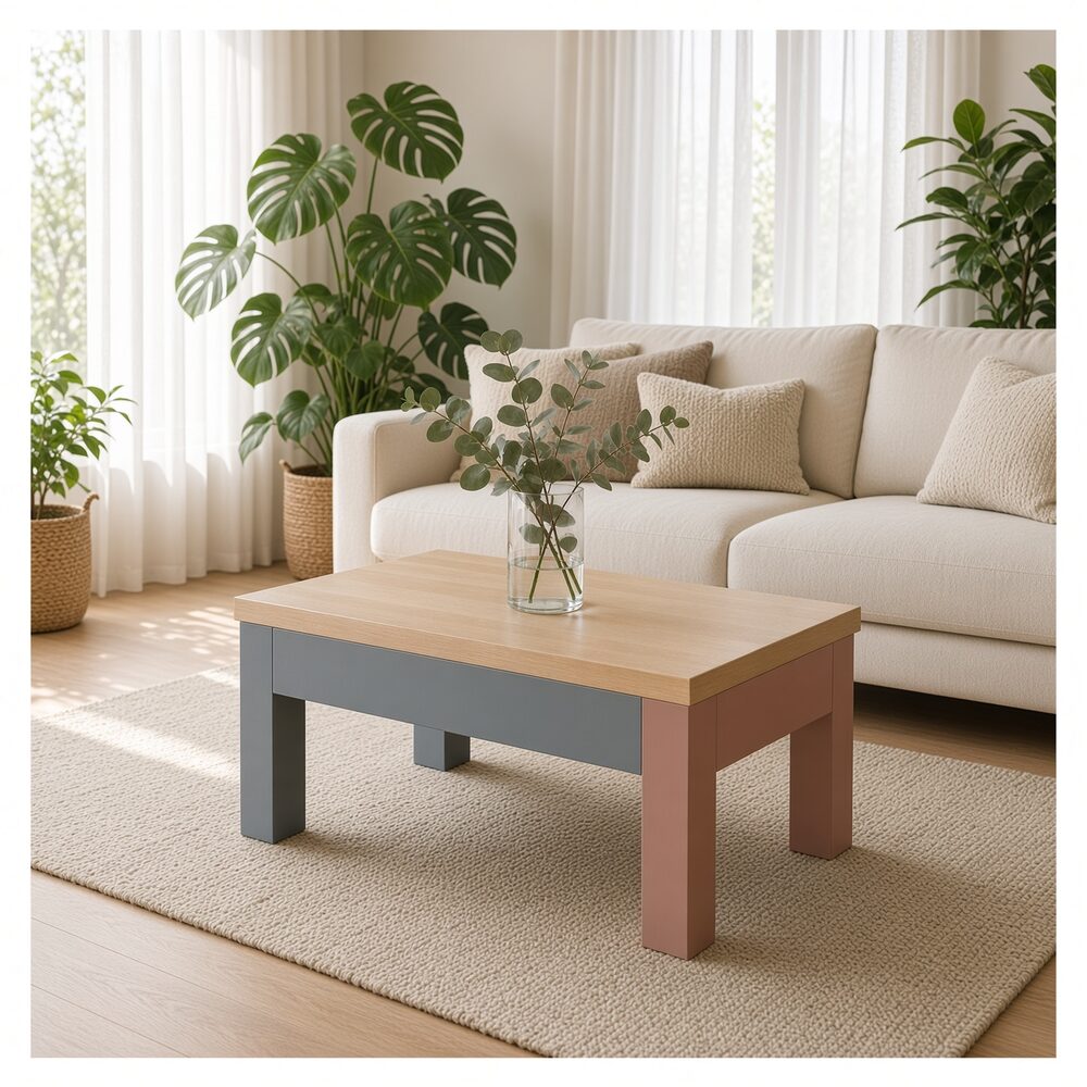 Mesa de Centro Maira Minimalista Multicolor TU MESITA Canto Grueso