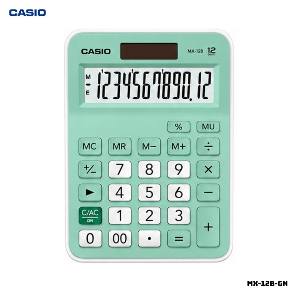 CALCULADORA DE MESA CASIO CON PANEL SOLAR MX-12B-GN - VERDE