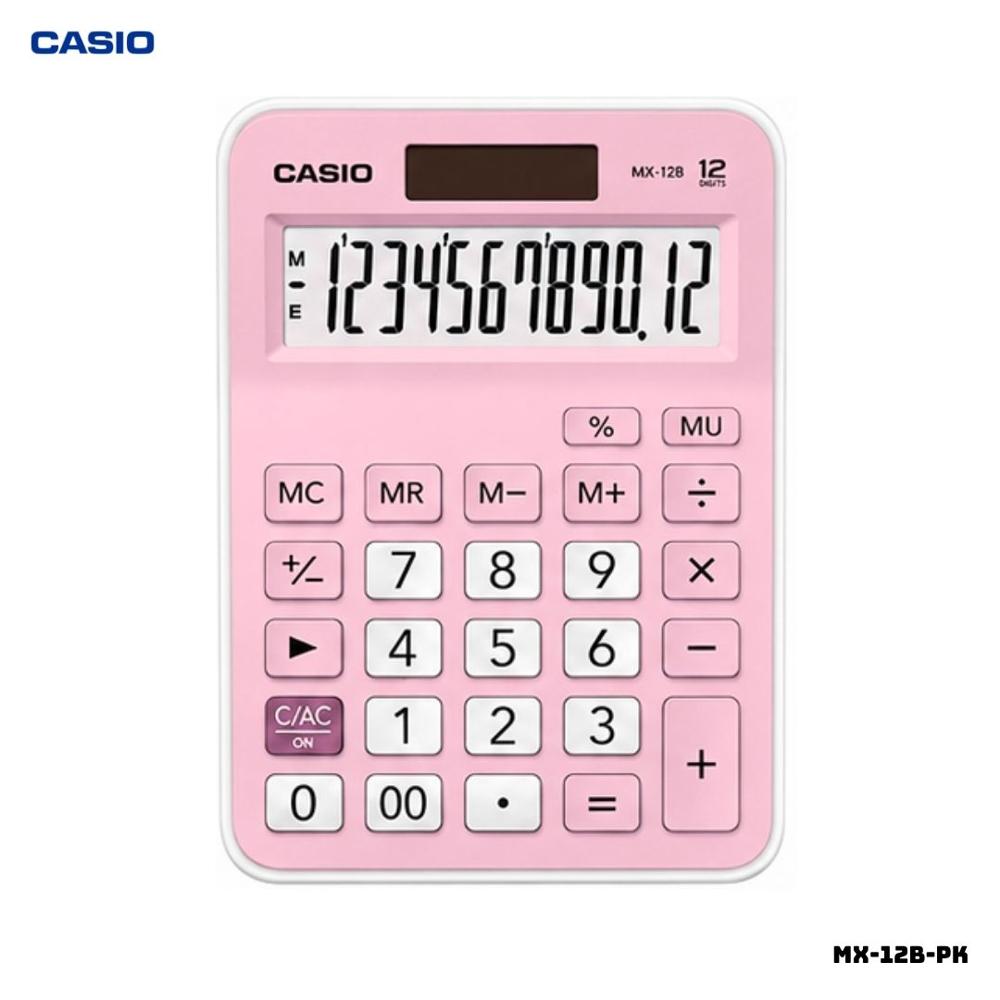 CALCULADORA DE MESA CASIO CON PANEL SOLAR MX-12B-PK - ROSADO