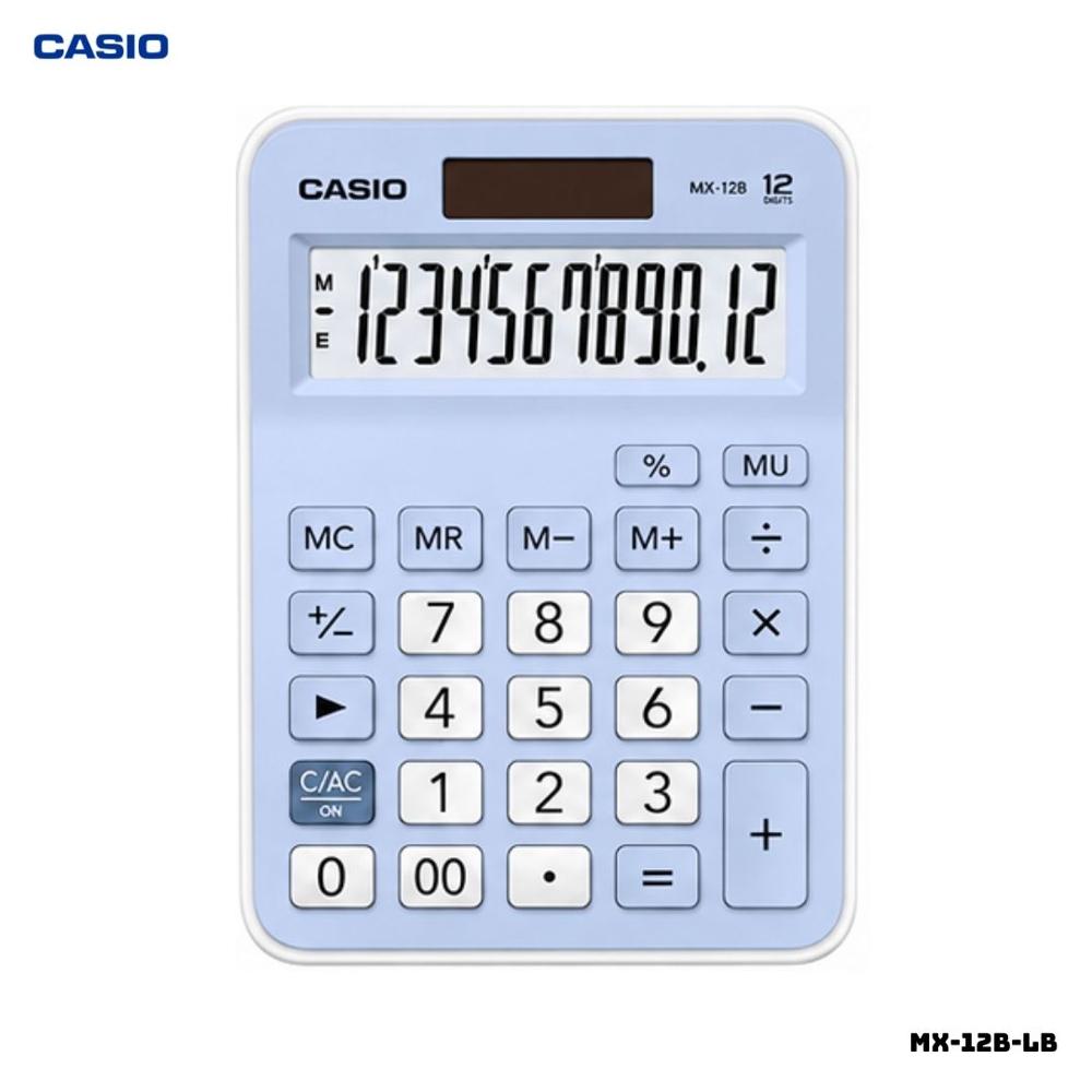 CALCULADORA DE MESA CASIO CON PANEL SOLAR MX-12B-LB - CELESTE