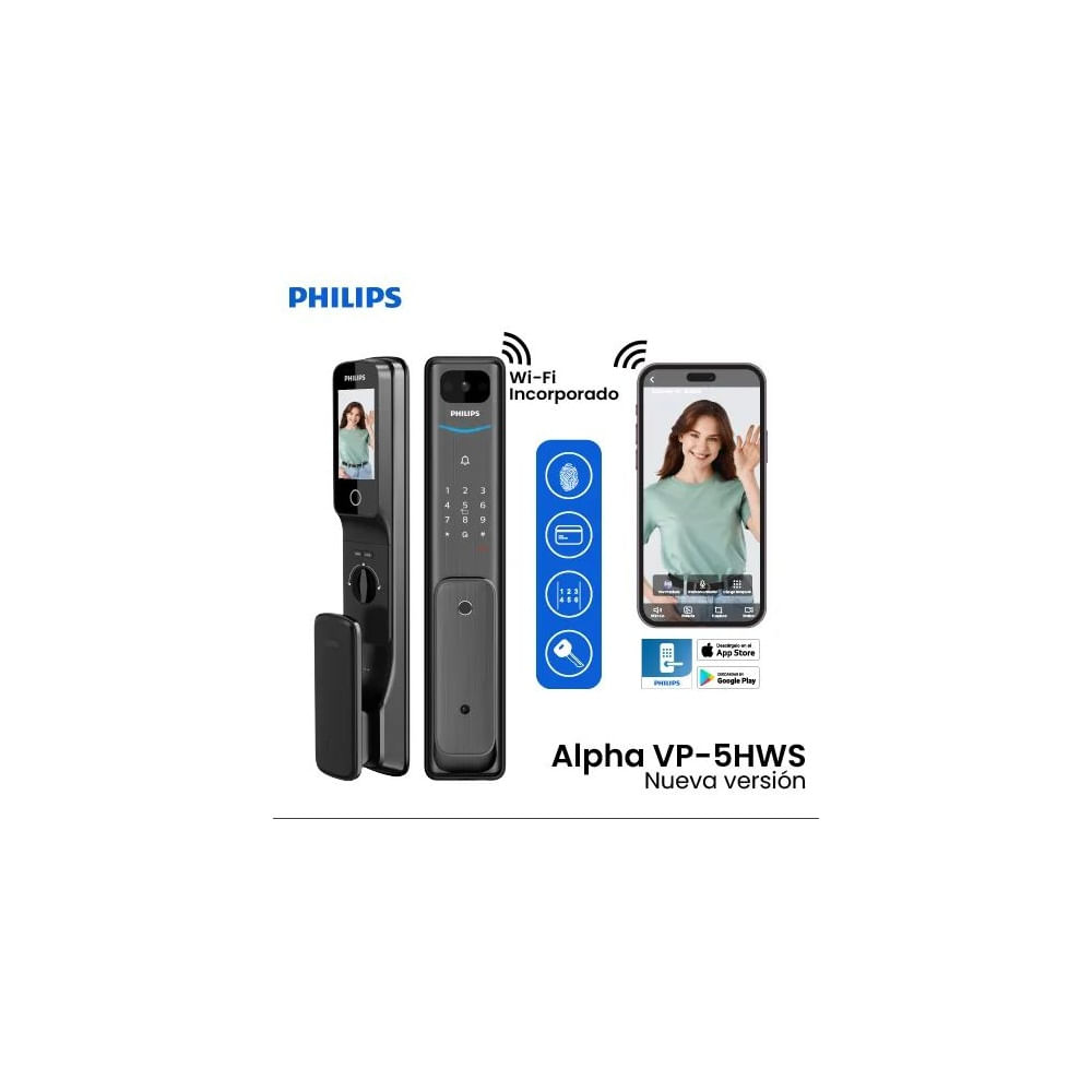 CERRADURA DIGITAL PHILIPS ALPHA VP-5HWS - NUEVA VERSIÓN