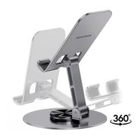 Soporte Metálico para Celular MOVISUN Gris Alta Calidad Antideslizante Rotación 360° Escritorio