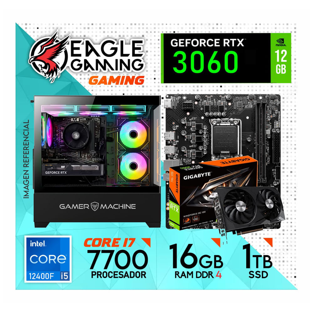 PC GAMER INTEL CORE I7 7700 16GB DDR4 1TB RTX3060 12GB
