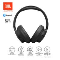 Audífonos JBL Tune 780NC Bluetooth 6.0 ANC Pure Bass 76H Micrófono Negro