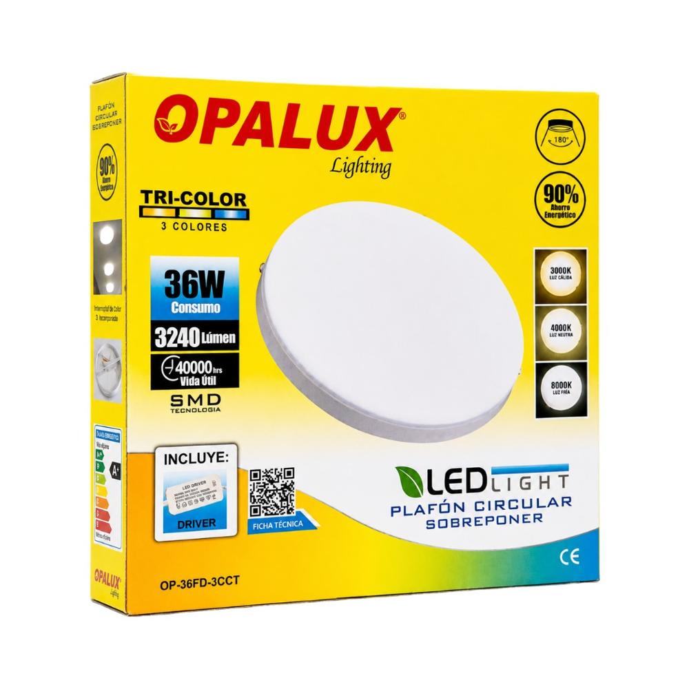 Panel Plafón LED Hielo Opalux 36W Tricolor