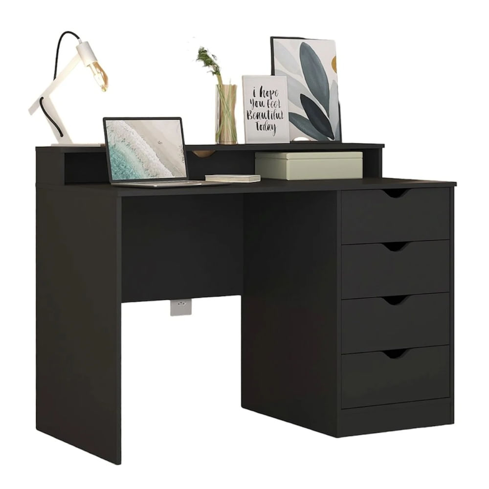 Escritorio Vintage Mónaco 4 Cajones Ventitas Home Color Negro