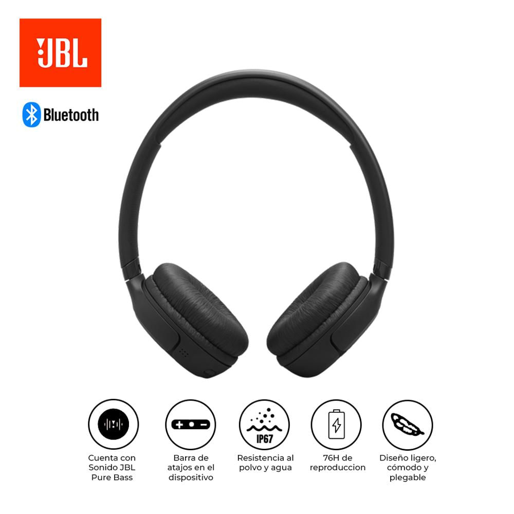 Audífonos JBL Tune 530BT Bluetooth 6.0 76H Pure Bass Negro