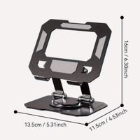 Soporte Metálico Plegable Celular Tablet Negro Acero Carbono Altura Ángulo Libre Rotación 360°