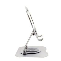 Soporte Metálico Plegable Celular Tablet  Plata Acero Carbono Altura Ángulo Libre Rotación 360°