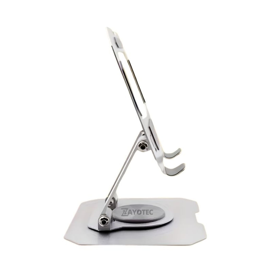 Soporte Metálico Plegable Celular Tablet  Plata Acero Carbono Altura Ángulo Libre Rotación 360°