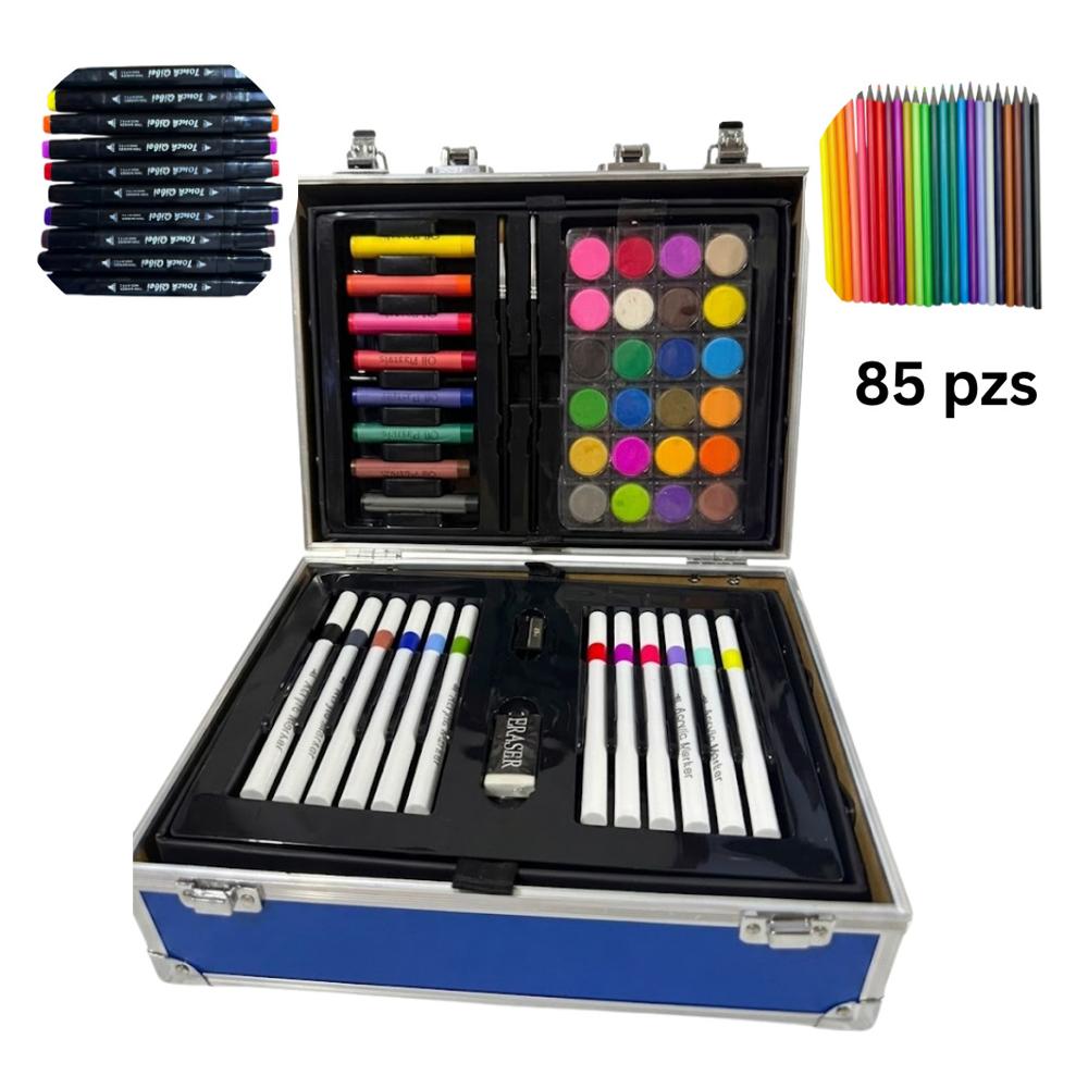 Maletín Kit de Plumones 85 Piezas Set de Arte Capibara