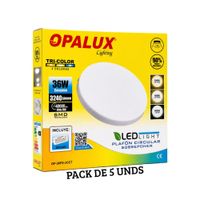 Panel Plafón LED Hielo Opalux 36W Tricolor - Pack de 5 Unidades