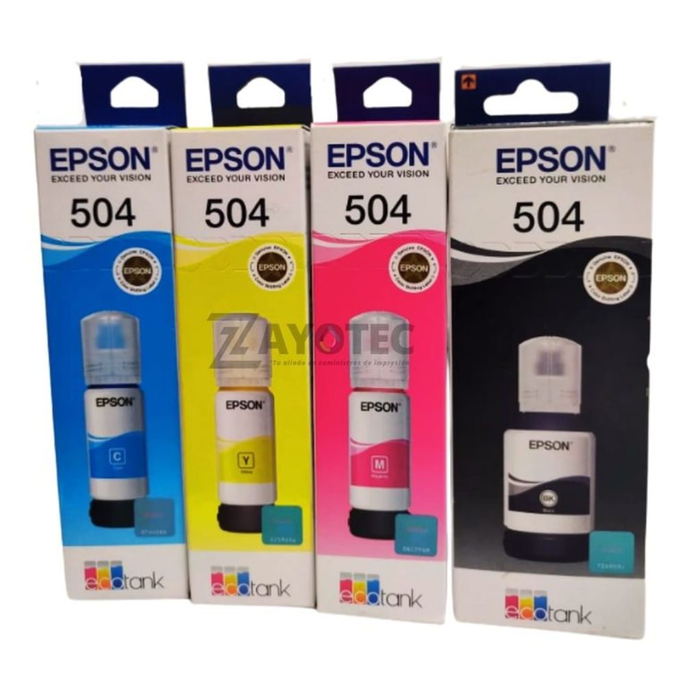 Pack Tintas Epson T504 Original x4 Botellas para Impresoras EcoTank