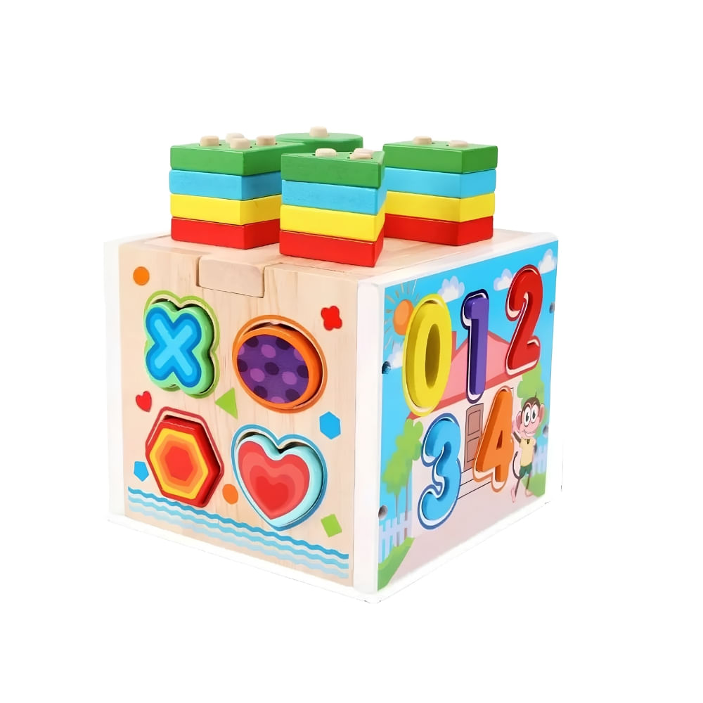 Juguete Montessori Cubo de Encaje de Numeros y Formas