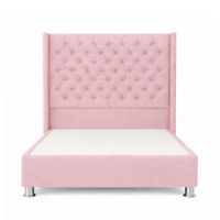 Cama Tapizada Confort Capitoné Cromo Rosa 2 Plz
