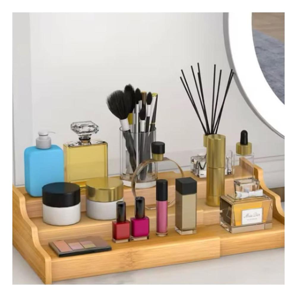 Anaquel escalera de madera con tres niveles extendible para uso decorativo en hogar Y notas