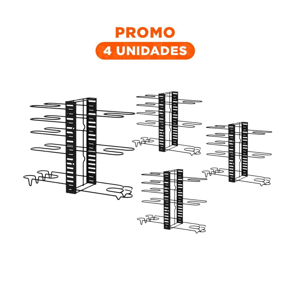 Pack4 Organizador Multifuncional Negro para Cocina Ollas y Tapas