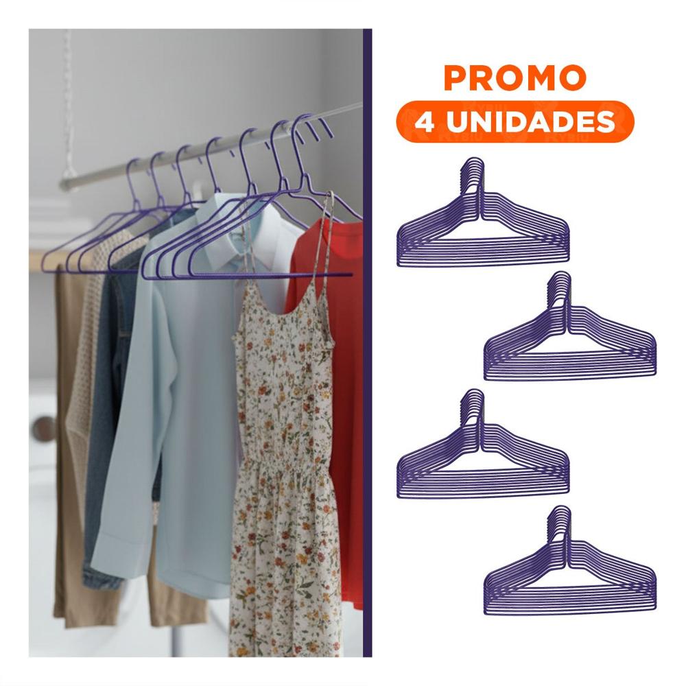 Pack4 Soporte para Guardar Vestidos y Chaquetas Infantiles 10 Piezas 29x19cm Morado