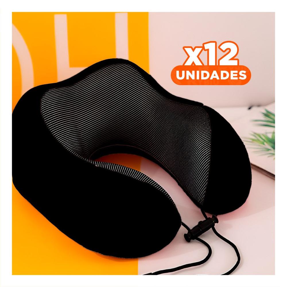 Pack12 Articulo de Cuello de Terciopelo para Descansar en Viaje Negro Y Papel Regalo