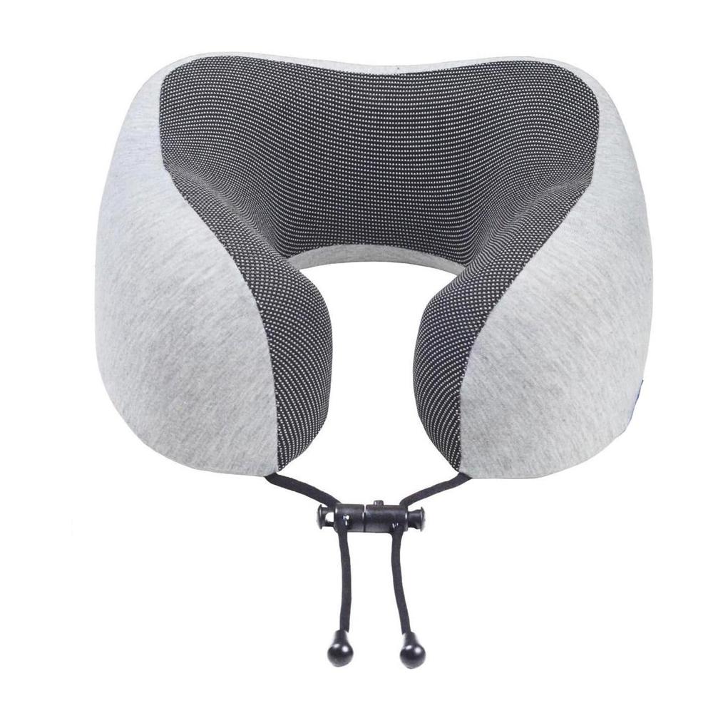 Almohada de Viaje para Cuello en Terciopelo Plomo con Espuma Viscoelastica Y Regalo Sticker