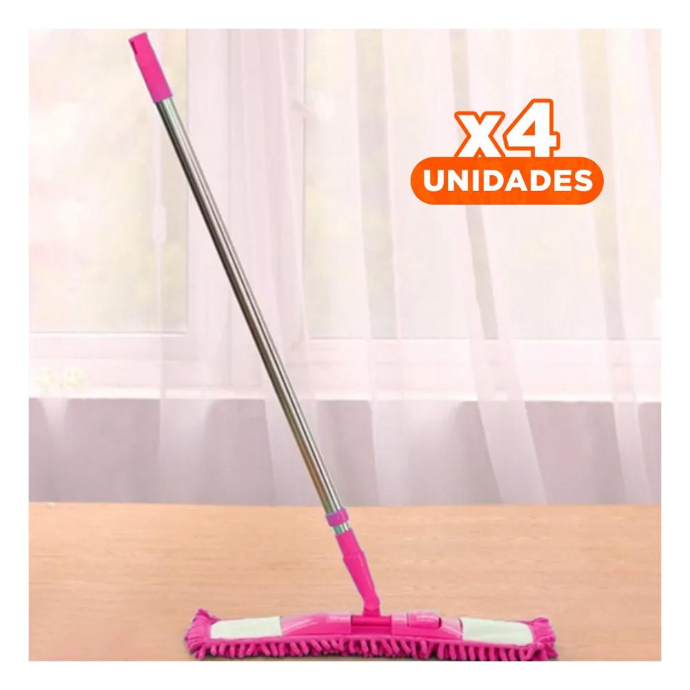 Pack4 Repuesto Rectangular de Microfibra Fucsia para Limpieza del Hogar Diario Y Regalo Sticker