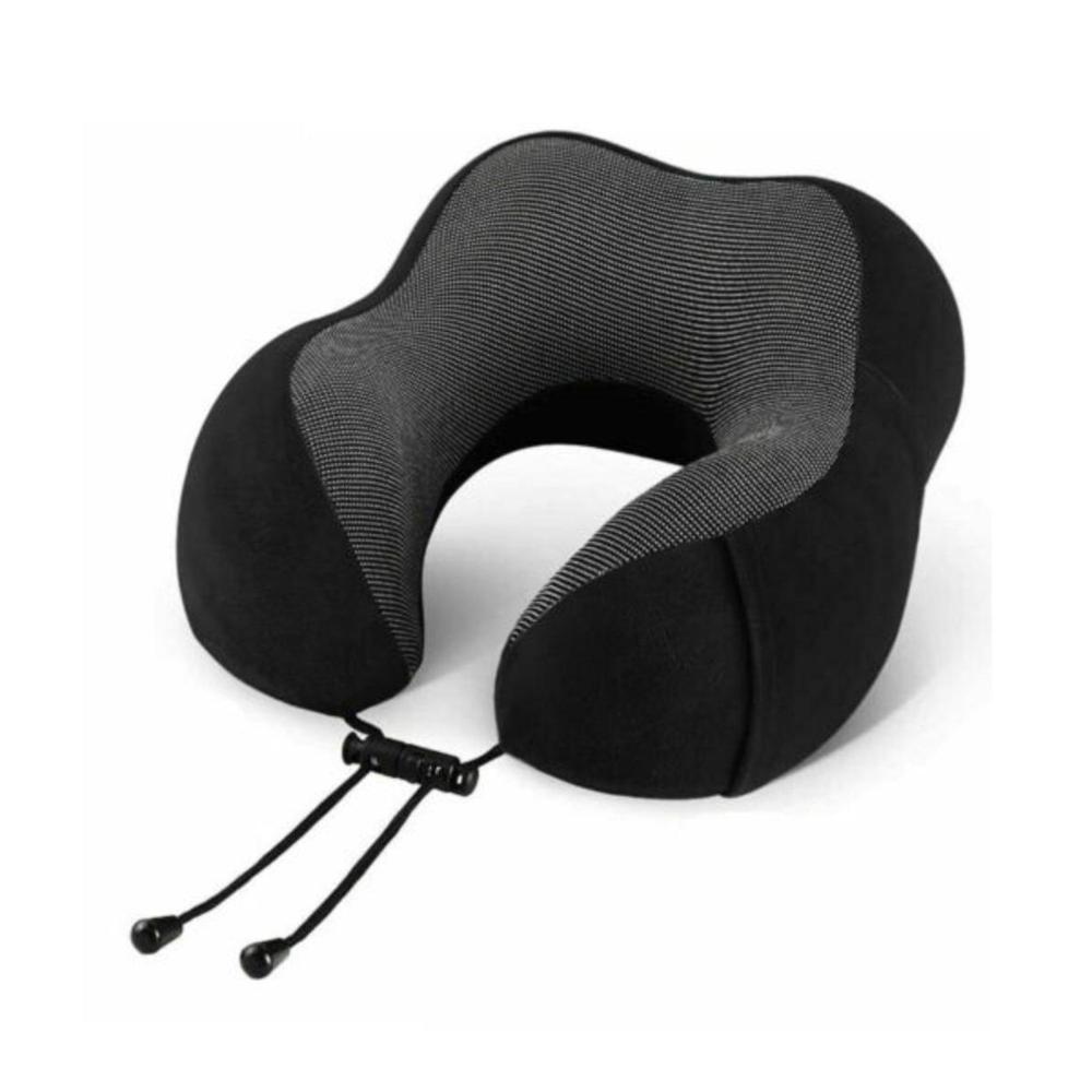 Almohada de Cuello Anatomica de Terciopelo para Pausas en Ruta Negro Y Regalo Sticker