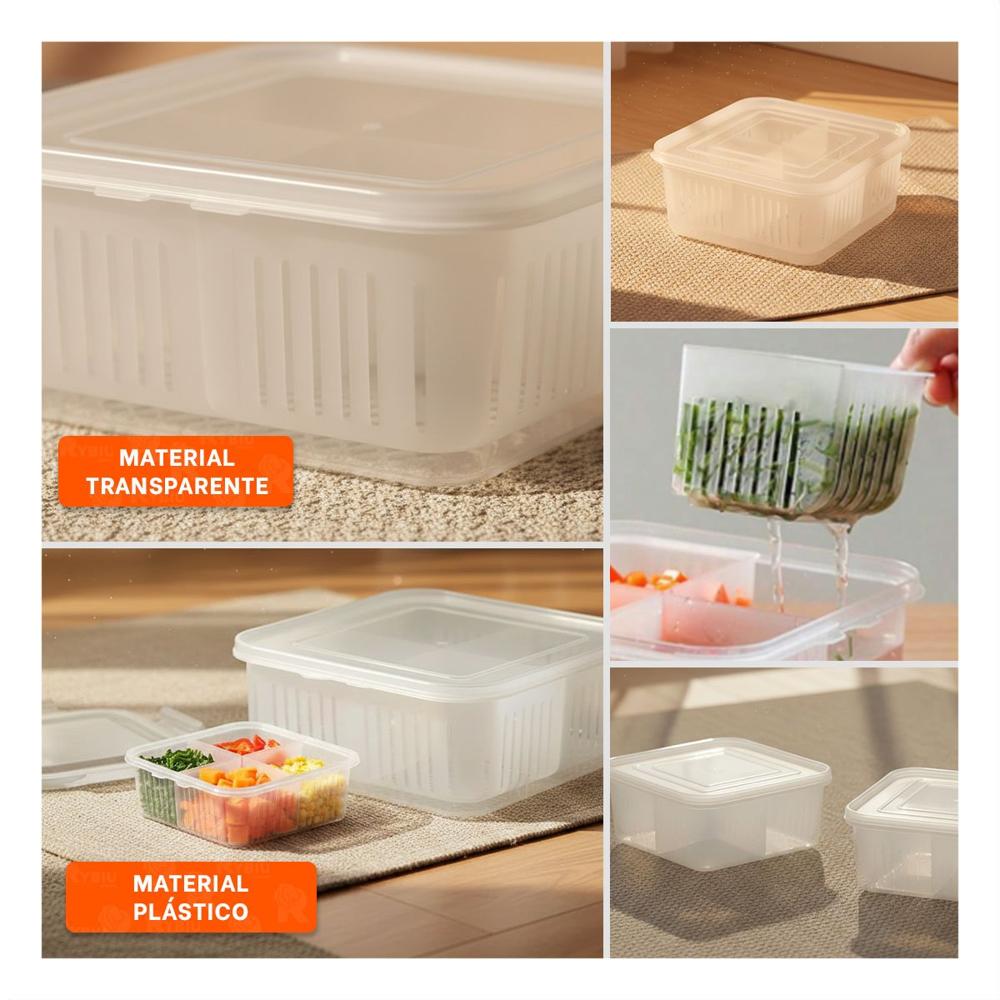 Contenedores Escurridores Multiuso 4 en 1 Transparente Practico para Hogar Y Ligas Regalo