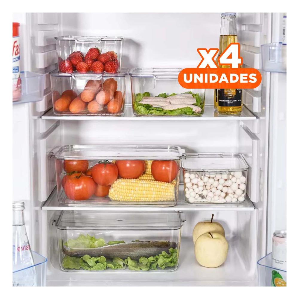 Pack4 Contenedor Multiuso Visible y Funcional 30x20x15cm Transparente Y Papel Regalo
