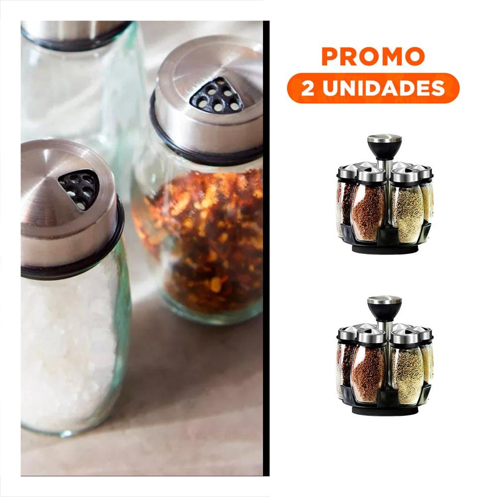 Pack2 Kit Condimentero 6 Frascos de Color Plateado para Encimera Y Regalo Sticker
