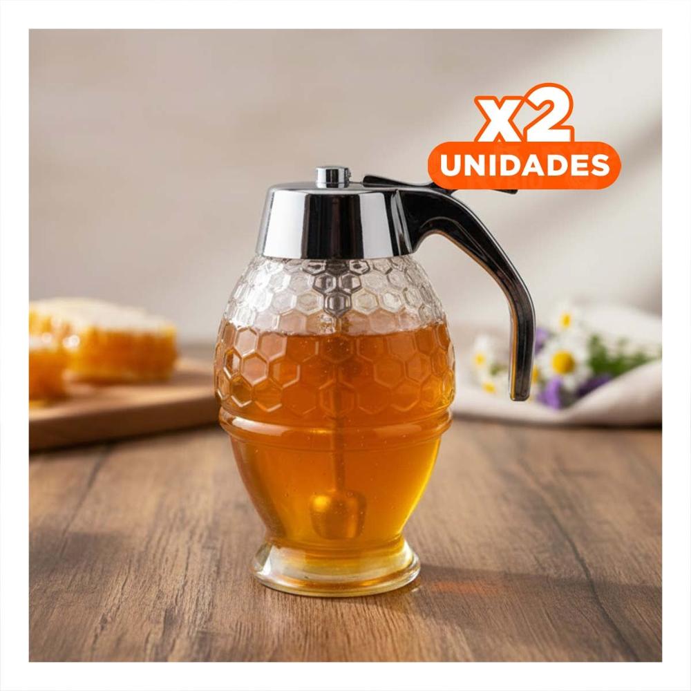 Pack2 Bote frasco mielero 200ml transparente para cocina y mesa familiar