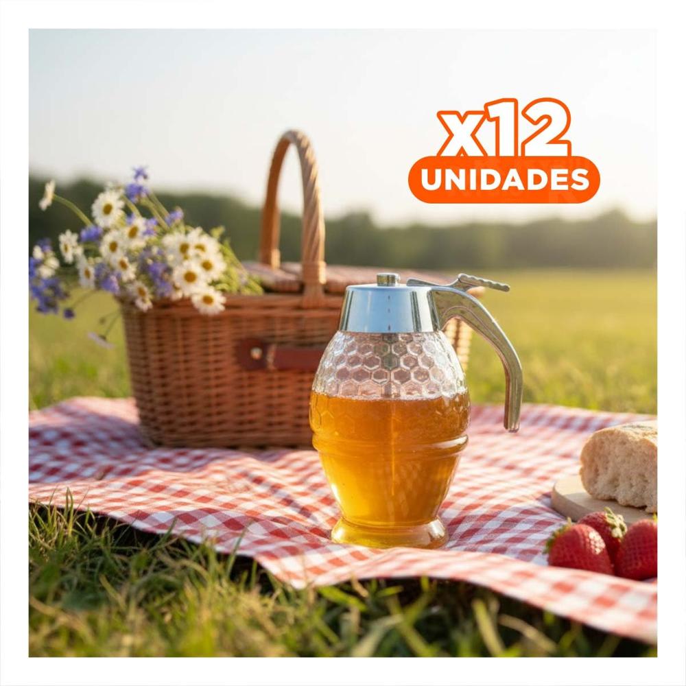 Pack12 Recipiente frasco mielero 200ml transparente para mesa y meriendas