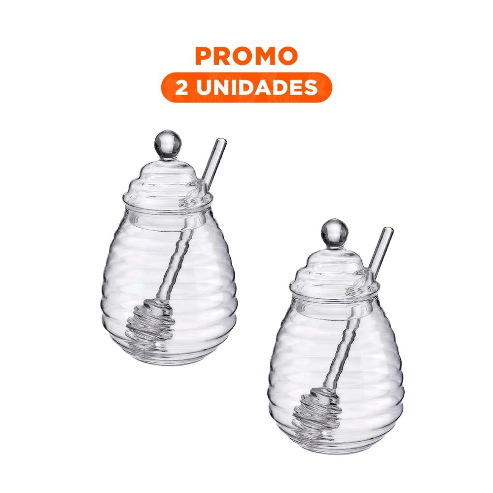 Pack2 Recipiente en Vidrio Transparente 450ml con Palo de Miel YRegalo Sticker