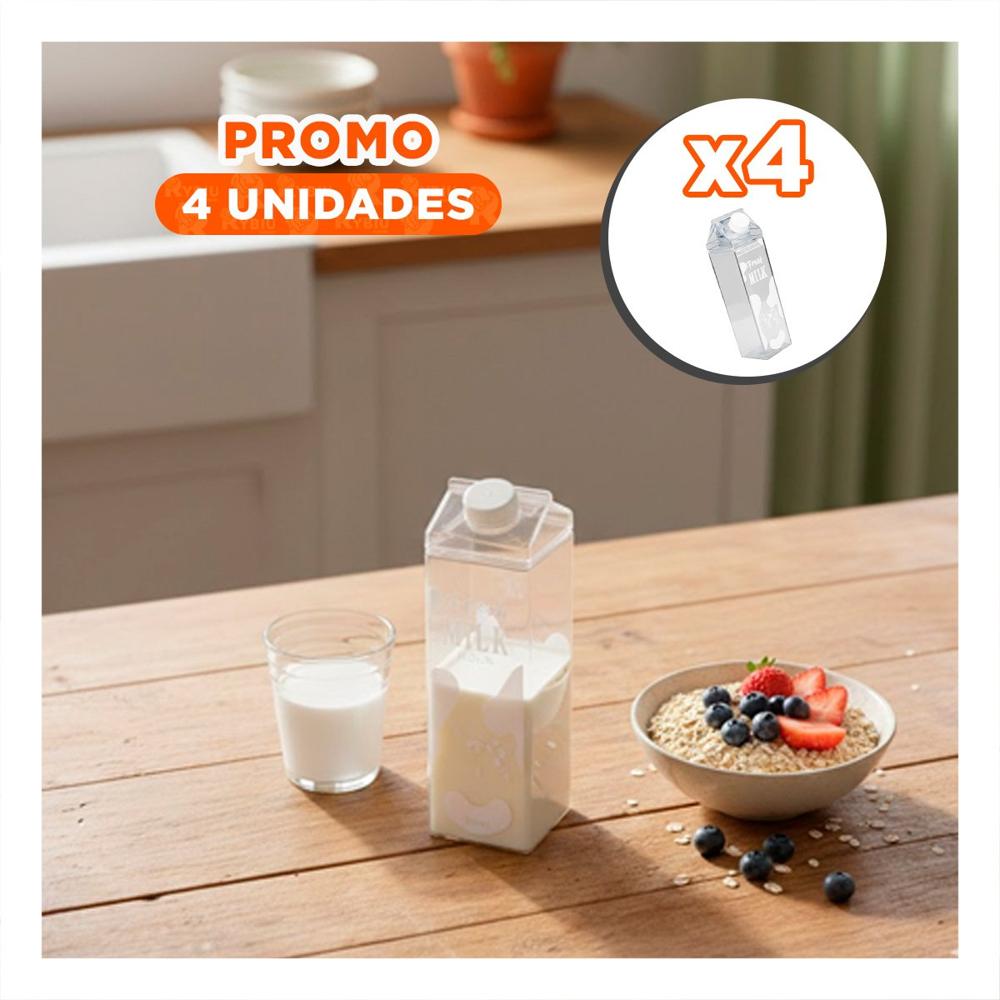 Pack4 Recipiente de Mesa Blanco Transparente 1L para la Gestion de su Cocina YRegalo Sticker